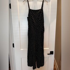 Old navy black and white polka dot mid calf jumpsuit